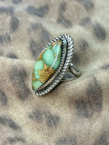 Green Chrysoprase Stone Ring