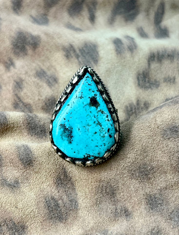 Antiqued Turquoise Teardrop Ring