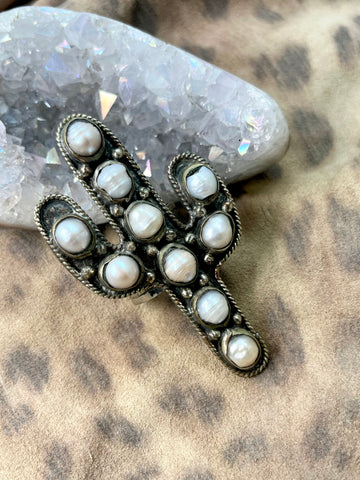 Antiqued Cactus Pearl Ring