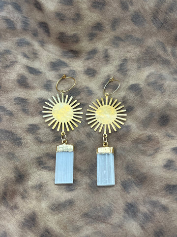 Selenite Sun Shine Earrings