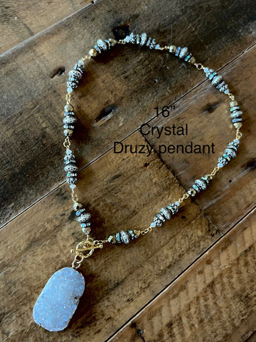 crystal druzy pendant necklace